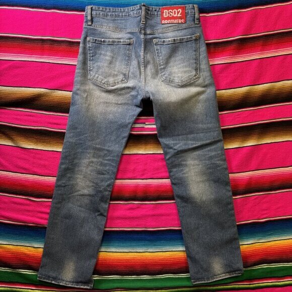 DSQUARED2 Jeans Mens Measure 32x31 Blue Light Med Wash Straight Leg Italy - Picture 3 of 9